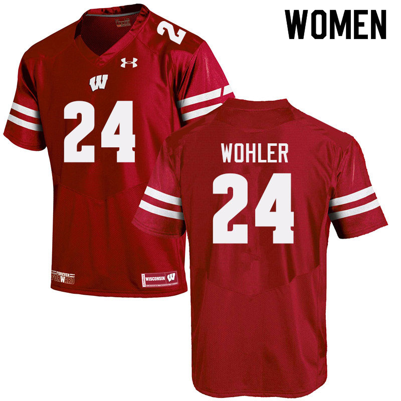 Wisconsin Badgers Women's #24 Hunter Wohler NCAA Under Armour Authentic Red College Stitched Football Jersey IE40S21DA